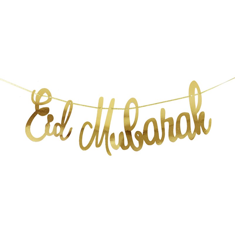 Goud Eid Mubarak Banner Muur Opknoping Ramadan Kareem Papier Guirlande Eid Vlag Festival Bunting Islamitische Moslim Mubarak Decoratie: B01