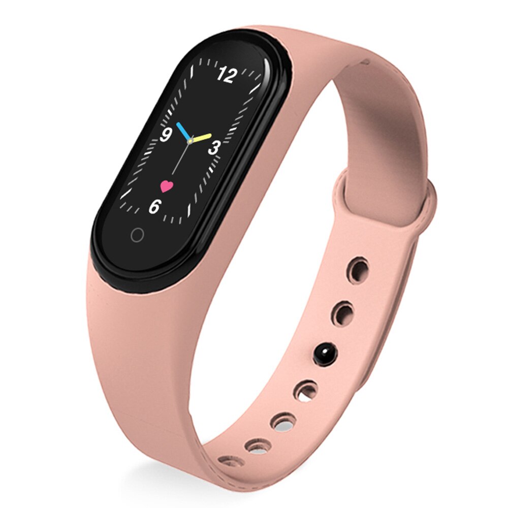 M5 Intelligente Polsband Bluetooth Telefoon Touch Screen Fitness Horloge Hartslag Bloeddrukmeter IP68 Waterdichte Slimme Band: Roze