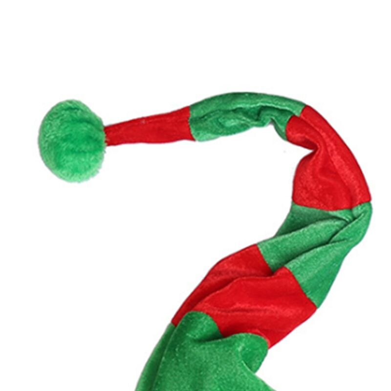 Adult Kid 3D Christmas Party Elf Long Tail Hat Red Green Striped Funny Santa Cap Y1AC