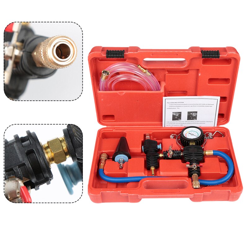 Sistema de refrigeración, Kit de herramientas de recarga de refrigerante, tanque de agua para coche Universal, juego de relleno neumático anticongelante con carcasa adaptadora, manguera