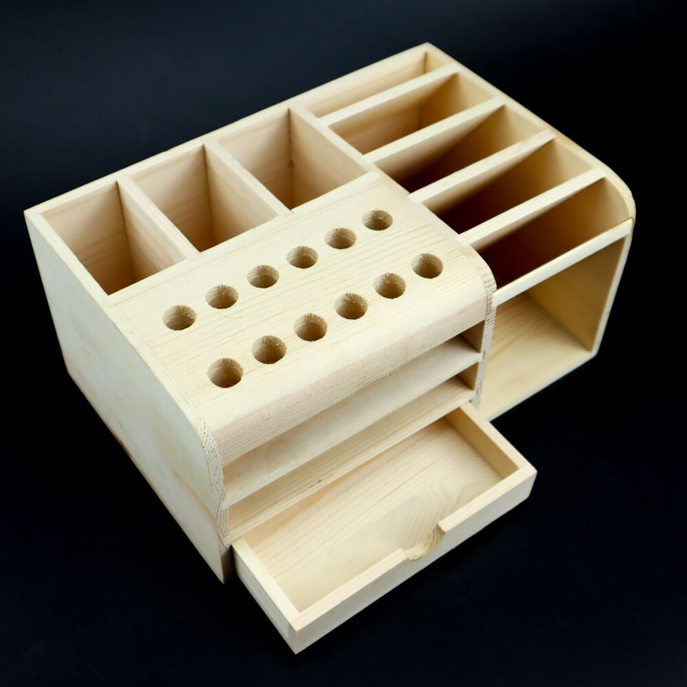 Multifunctionele Opbergdoos Mobiele Repareren Gereedschap Bureau Opbergrek Schroevendraaier Pincet Houder Houten Doos