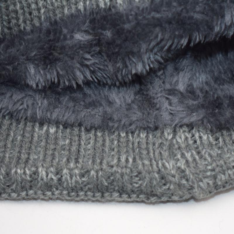 Winter Gebreide Muts Sjaal Set Voor Unisex Warm Thicken Fleece Beanie Muts Sjaal Set Solid Knit Winddicht Outdoor Ski Cap ring Sjaal