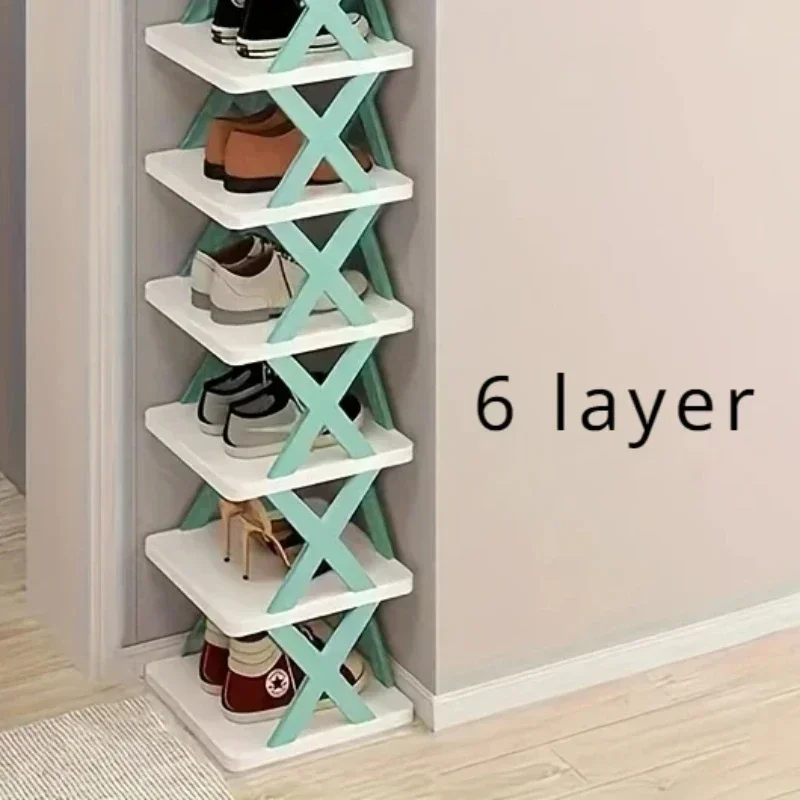 2-9 Tiers Vertical Shoe Rack with Shoe Bags, Adjustable Narrow Shoe Storage Organizer, Space Saving Stackable Tower Shelf: Mixed Color