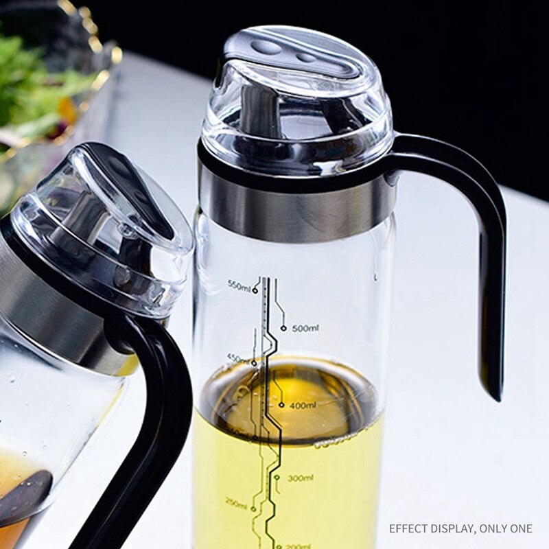Kitchen Glass Oil Bottle Dispenser Automatic Opening Closing Home Bottles For Oil And Vinegar Honey Olive Oil Container