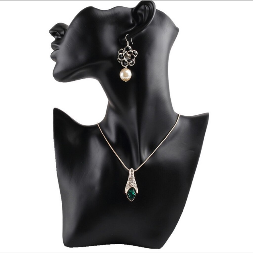 Black Resin Material Female Mannequin for Necklace Pendant Bust Jewelry Display Holder Jewelry Store Display