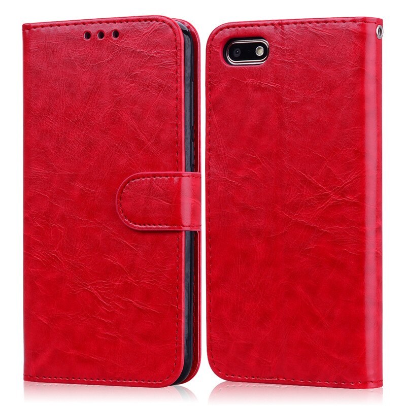 Flip Case Voor Huawei Honor 7S Honor7S Terug Wallet Leather Case Voor Huawei Honor 7S Case DUA-LX2 DUA-L22 funda Cover: Red