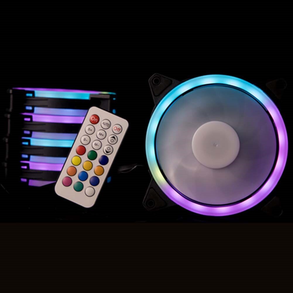 Remote Control RGB LED Light Color Changing Heatsink Cooling Fan for Computer