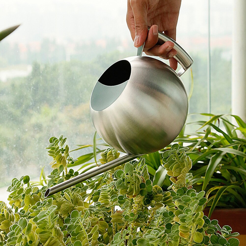 1L Rvs Gieter Tuinieren Ingemaakte Kleine Gieter Met Handvat Voor Watering Planten Bloem Tuin Gereedschap
