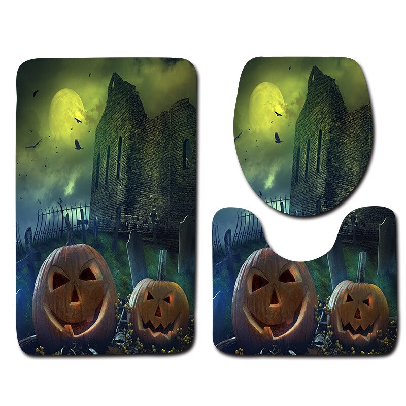 Zeegle 3Pcs Badmat Set Voetstuk Tapijt Deksel Wc Cover Mat Halloween Mat Voor Badkamer Decoratie Flanel Anti Slip badmat Tapijt: wsj111