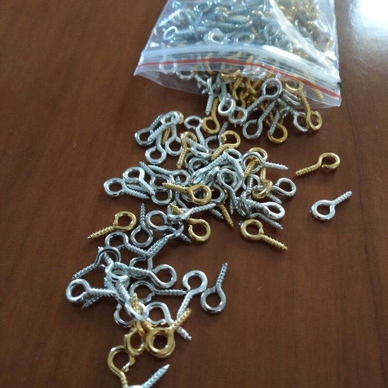 300Pcs Mini Schraube Auge Pins für Schmuck Machen Perle Perlen Nietstifte Haken Ösen Schraube Umklammert Haken für Anhänger Schmuck erkenntnisse: Mixed / 8mm