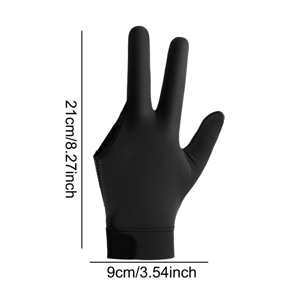 Luvas de bilhar esquerdas, Luvas Snooker Cue, Equipamentos esportivos para iniciantes e profissionais, 3 Fingers Shooters: Preto