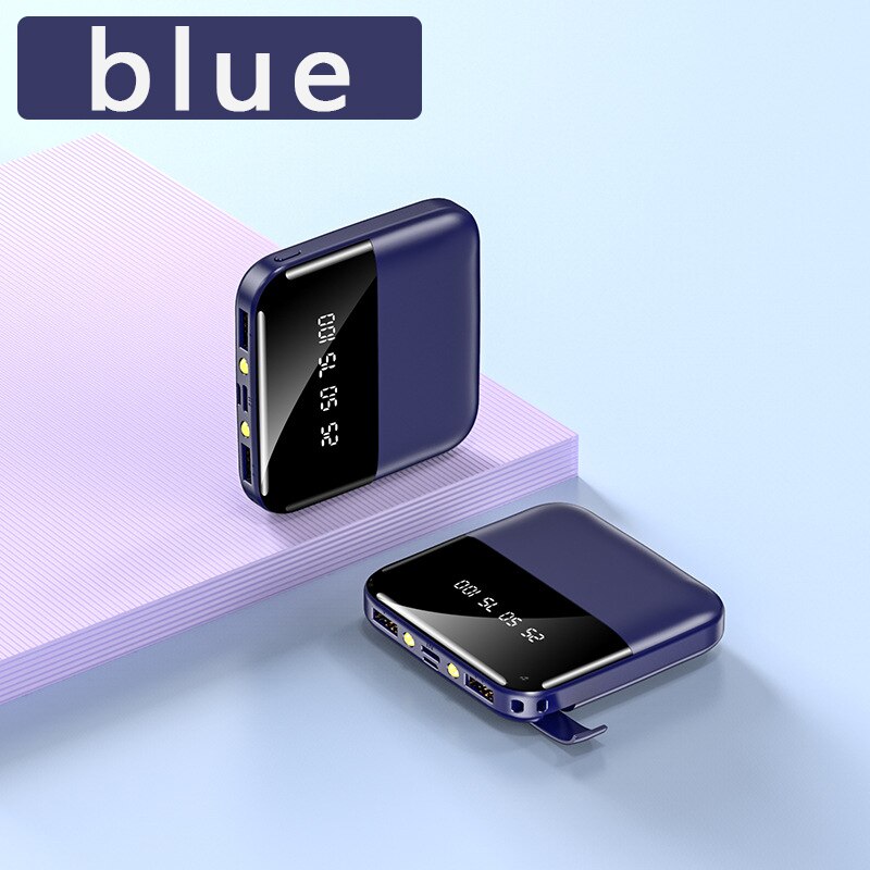30000 mah mini power bank til iphone 6 7 8 xiaomi  mi 9 powerbank 30000 mah digital display oplader eksternt batteri poverbank: Blå