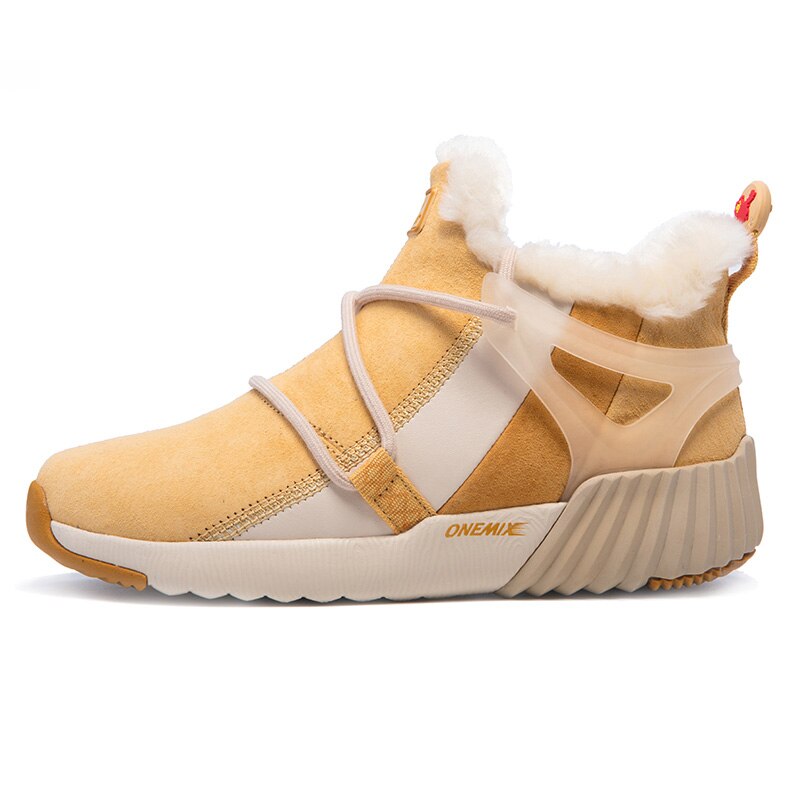 Onemix Winter Loopschoenen Voor Vrouwen Warm Bont Huidvriendelijke Waterdichte Sneeuw Enkellaarsjes Outdoor Comfortabele Wandelschoenen Sneakers: Orange / 7