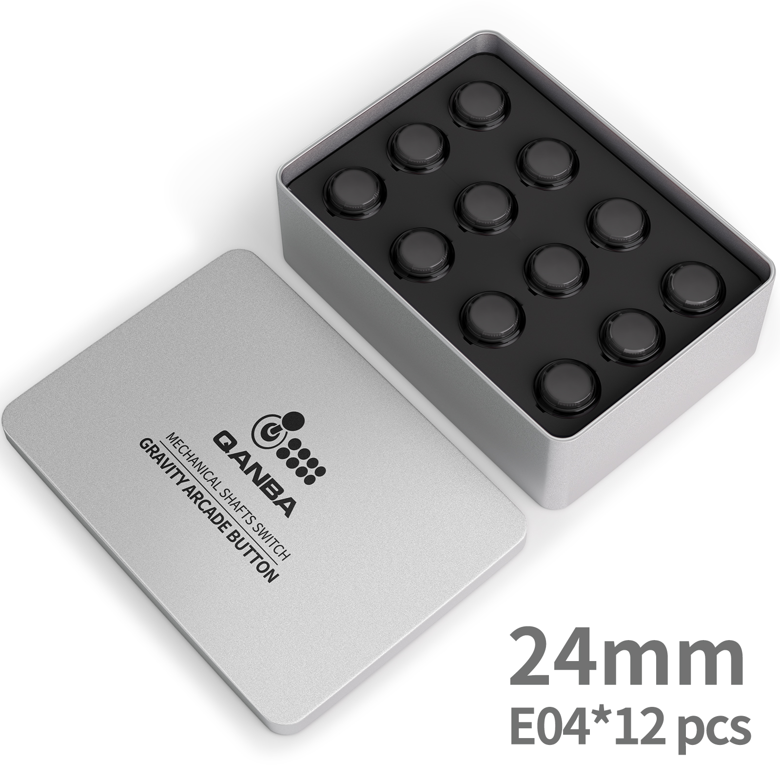 Qanba Gravity KS Mechanische Wellen Silent Pushbutton 24mm/30mm Arcade Button Snap-in (Boxed): Grau