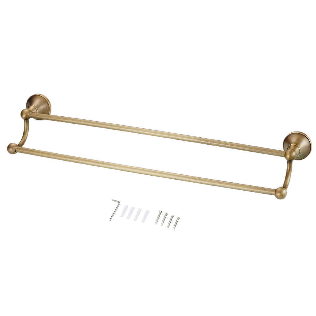 Antique Style Brass Double Towel Bar Two-Bar Towel Rack Toilet Holder Shelf Bathroom Accessories Hardware 60cm