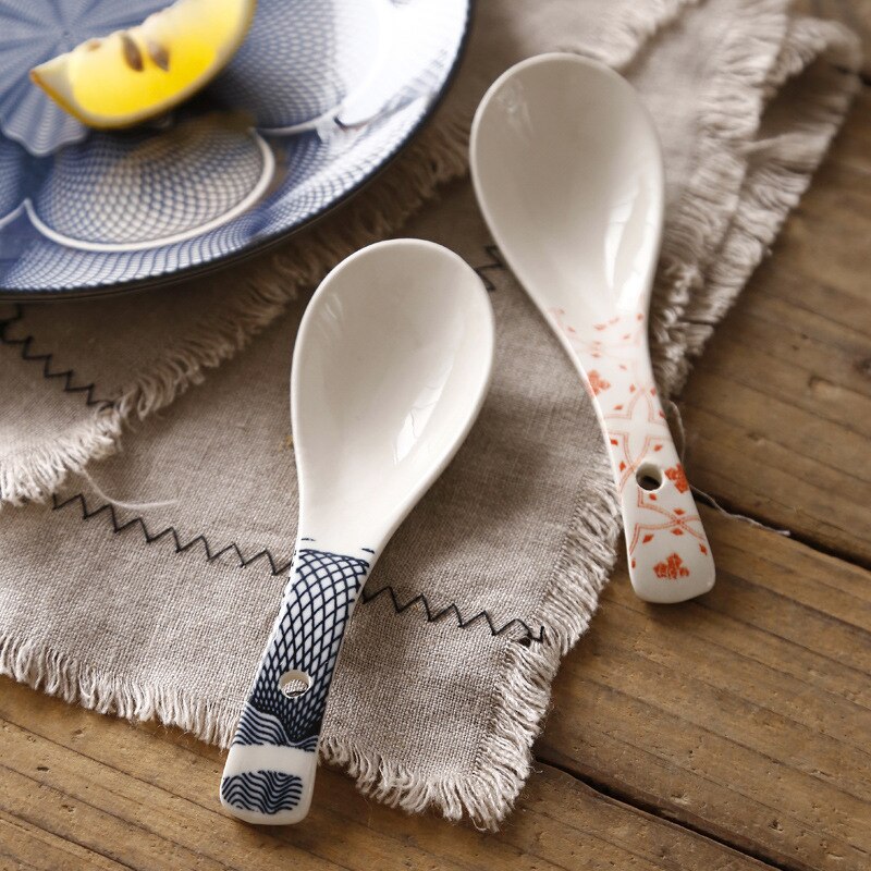 Japanese Style Small Spoon Nordic Minimalist Ceramic Meal Spoon Household Cute Tableware