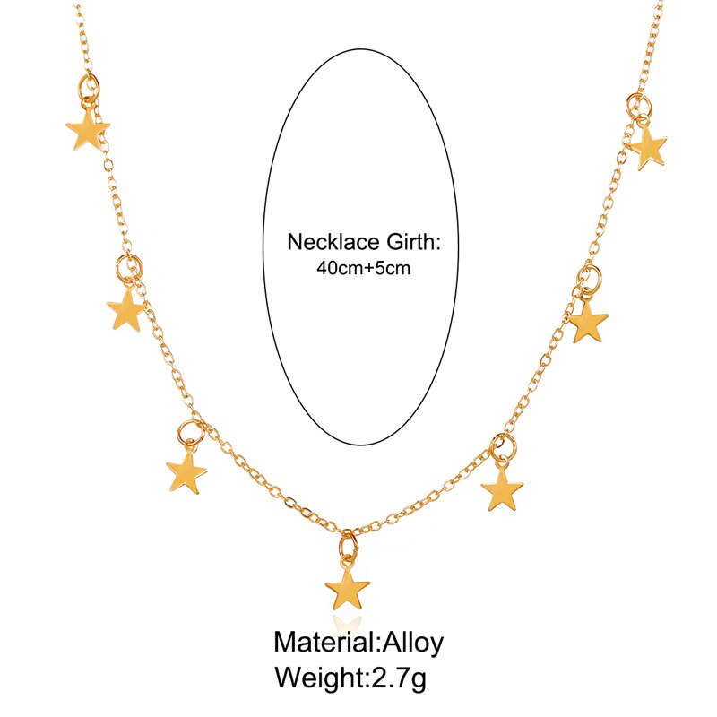 Gold Star Pendant Necklace For Women Sweet Silver Color Star Tassel Choker Necklaces Minimalist Trend Jewelry