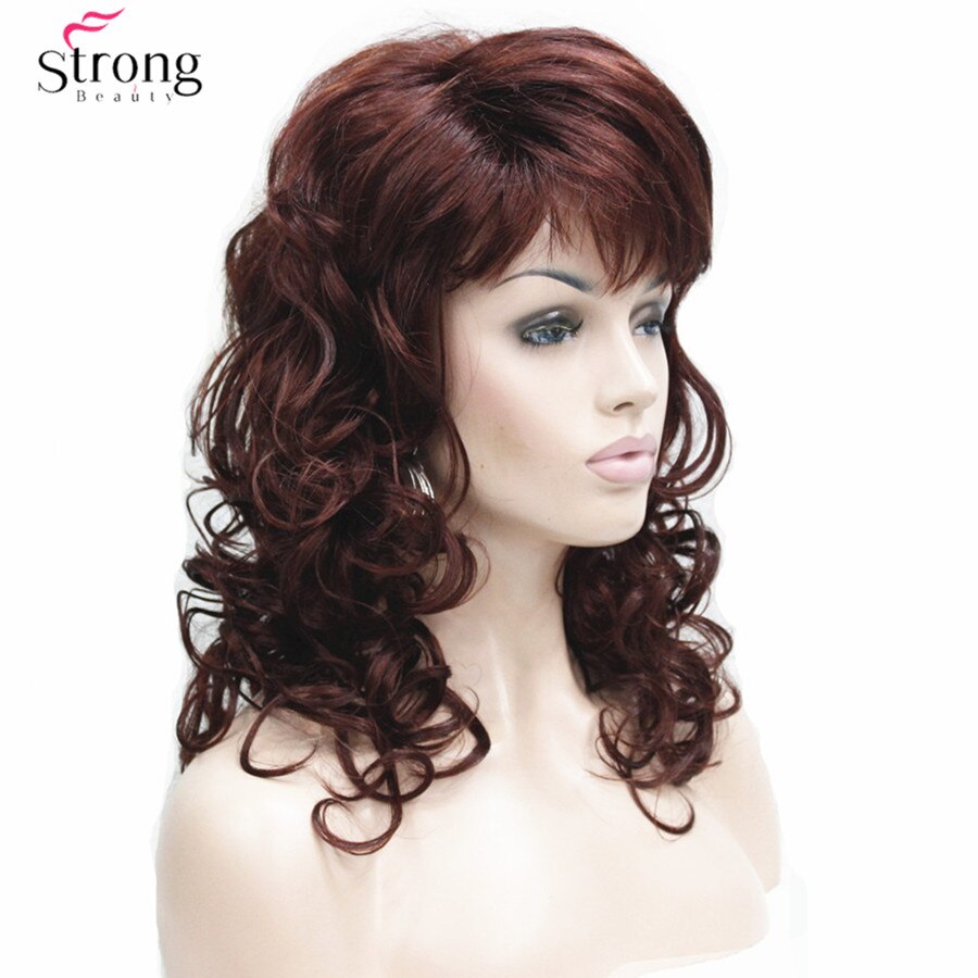 Perruque synthétique longue ondulée mi-longue | Perruque Auburn style Oblique pour femmes, perruque complète pour femmes