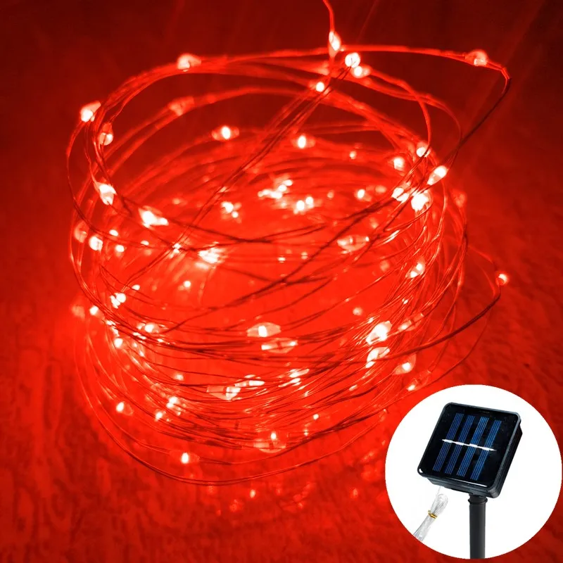 Led solcelledrevne lyskæder 8 tilstande jule-led-lys udendørs have terrasse trådgirlande lys julelys