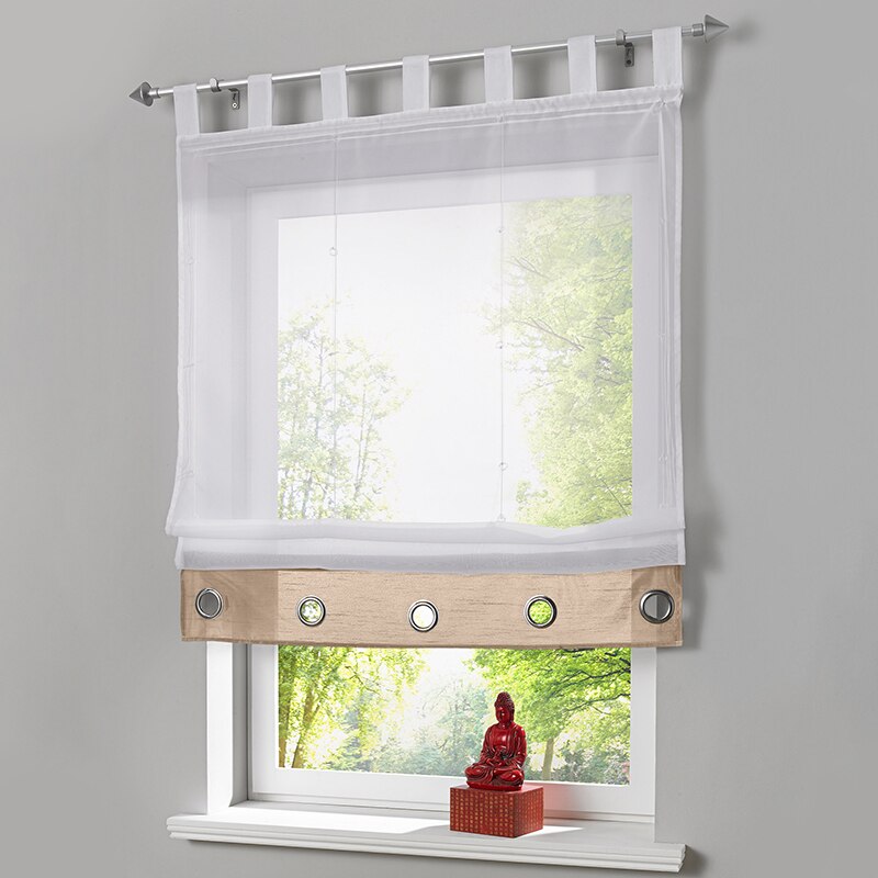Romeinse Gordijn Coffe Kamer Sheer Gordijn Voor Keuken Woonkamer Voile Screening Panel 1 Stks/partij Met Lint Riemen: W140cm x H155cm / 1