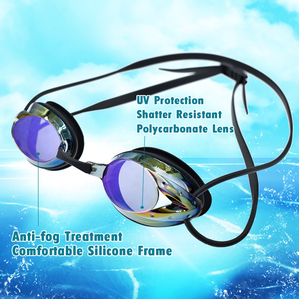 Anti-dug uv beskyttelse svømmebriller med ultra lav profil til voksne mænd kvinder ungdom børn børn triatlon