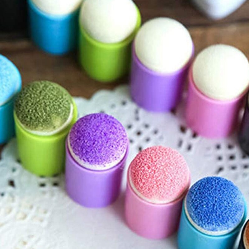 40Pcs Finger Sponge Daubers Painting Ink Pad Stamping Brush Craft Case Art Tool with Box Scrapbooking DIY Crafts