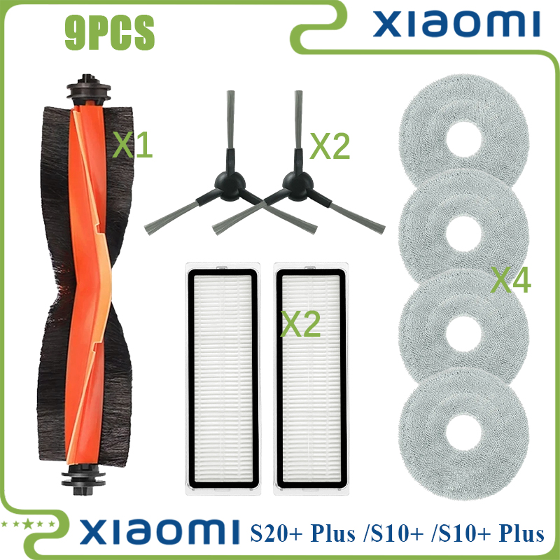 For Xiaomi Robot Vacuum S20+ / S10 Plus / B108GL / B105 / B108CN B113CN Compatible Parts Accessories Filter Main Side Brush Mop: Burgundy