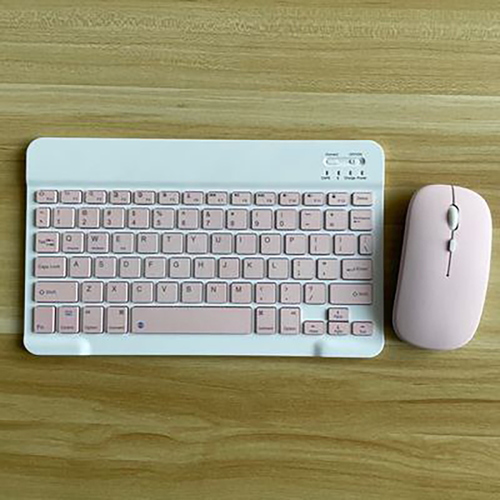 Mobile Phone Tablet Computer Wireless Keyboards And Mouse Set Can Be used as IOS Android Windows universal keyboard: 10 inch pink