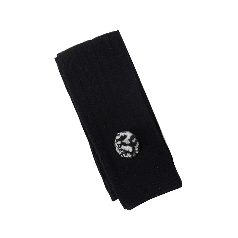 Collants do bebê da cor sólida para a menina do bebê bonito pompom infantil da criança meia-calça outono de malha do bebê: black
