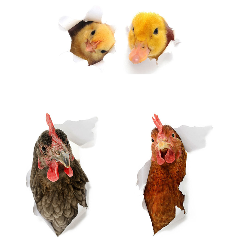 Little duck chick 3D wall sticker for Bathroom cupboard Home decoration Decals personality wallpaper animals toilet Stickers