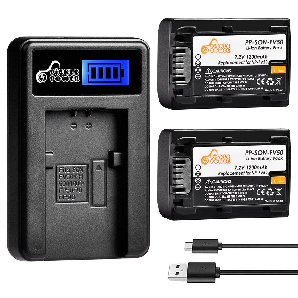 Voor Sony Np FV50 NP-FV50 Batterij + Lcd Oplader Voor Sony Hdr XR550E XR350E CX550E CX350E CX150E Dcr SR68E SX83E SX63E SX43E CX230: Charger and 2Battery