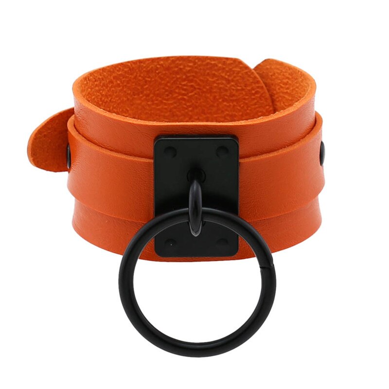 Bracelet punk rond en cuir pu, manchette gothique multicolore, pour femmes et hommes, bijoux de fête: Couleur 3