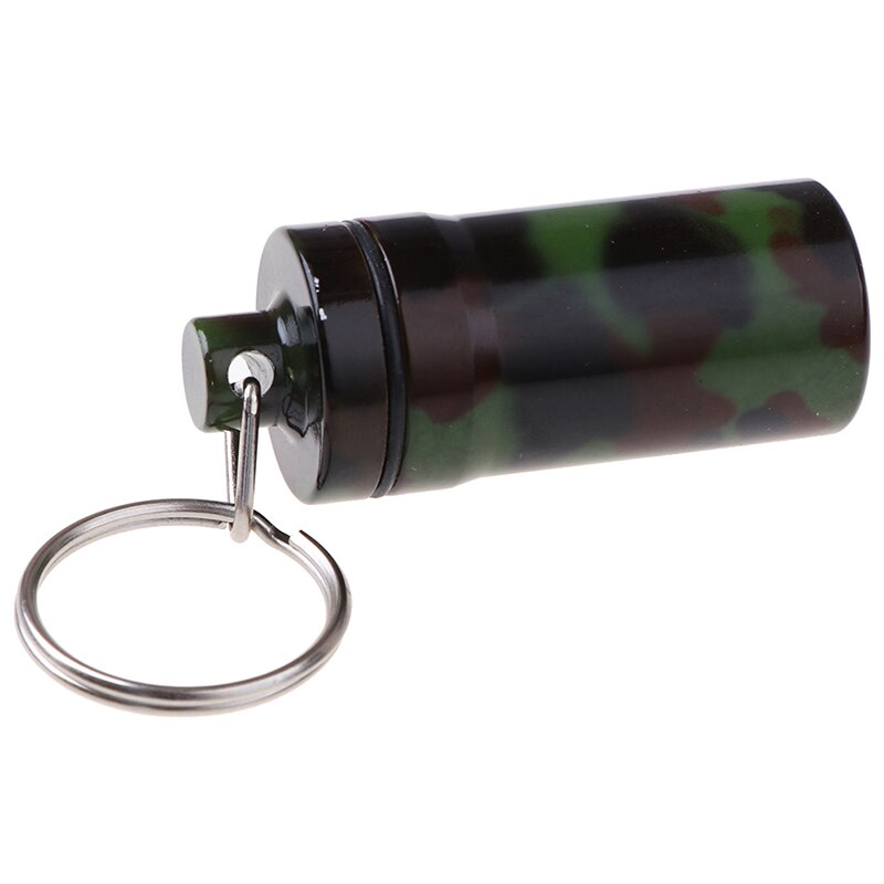 1 stk bærbar vandtæt mini camouflage aluminium pilleæske etui cache container nøgleringe nøglering holder udendørs