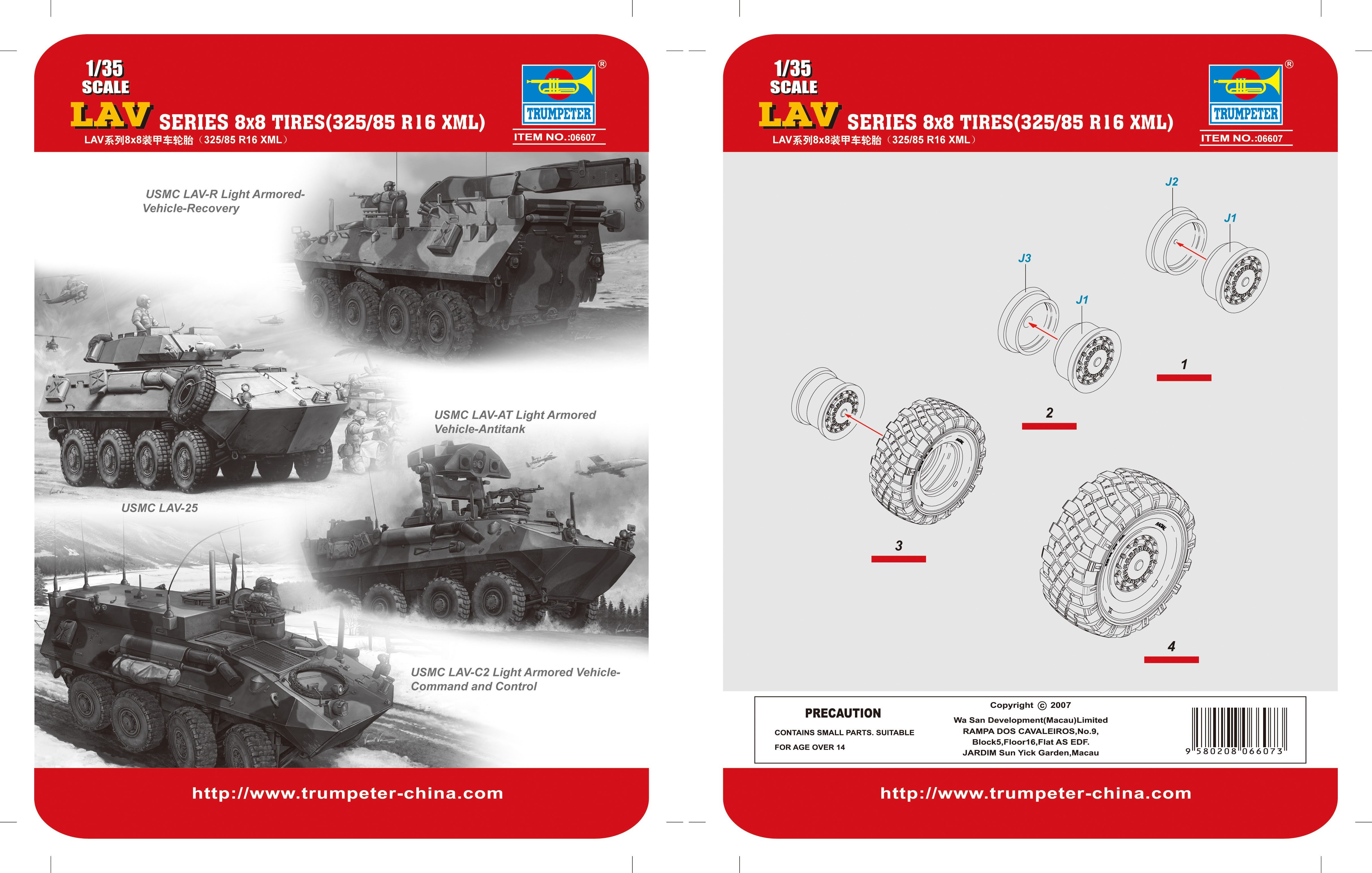 Trumpeter 06607 06608 1/35 Schaal Lav/Lav Ii Serie 8X8 Banden 325/85/ R16 Xml model Accessoires