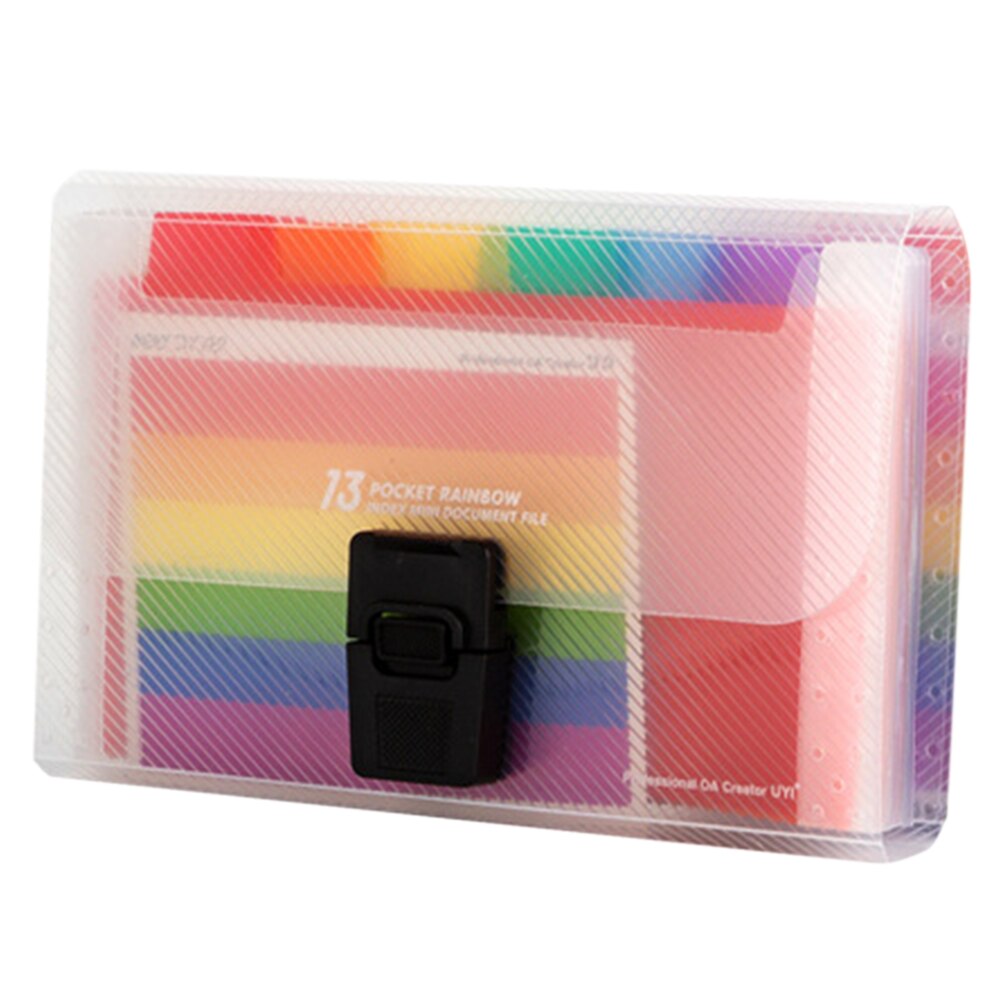 Rainbow Innner Organizer File Folder Expandable Receipt Buckle PP Portable A6 Accordion Storage Office Document 13 Pockets