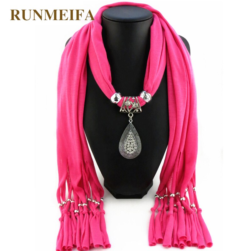 RUNMEIFA Mode-sieraden Sjaal Effen Polyester Mode Diamant Sieraden Hanger Sjaal Voor Vrouwen Waterdruppels