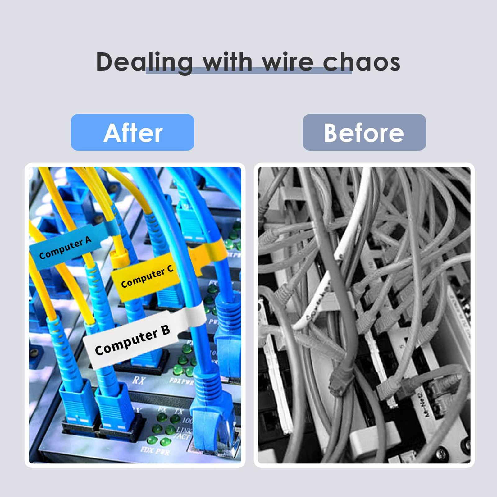 240 Stück Kabeletiketten, Anhänger für die Kabelmanagement, bunte, wasserfeste Kabeletiketten für Kabeletiketten, selbstklebend, reißfest