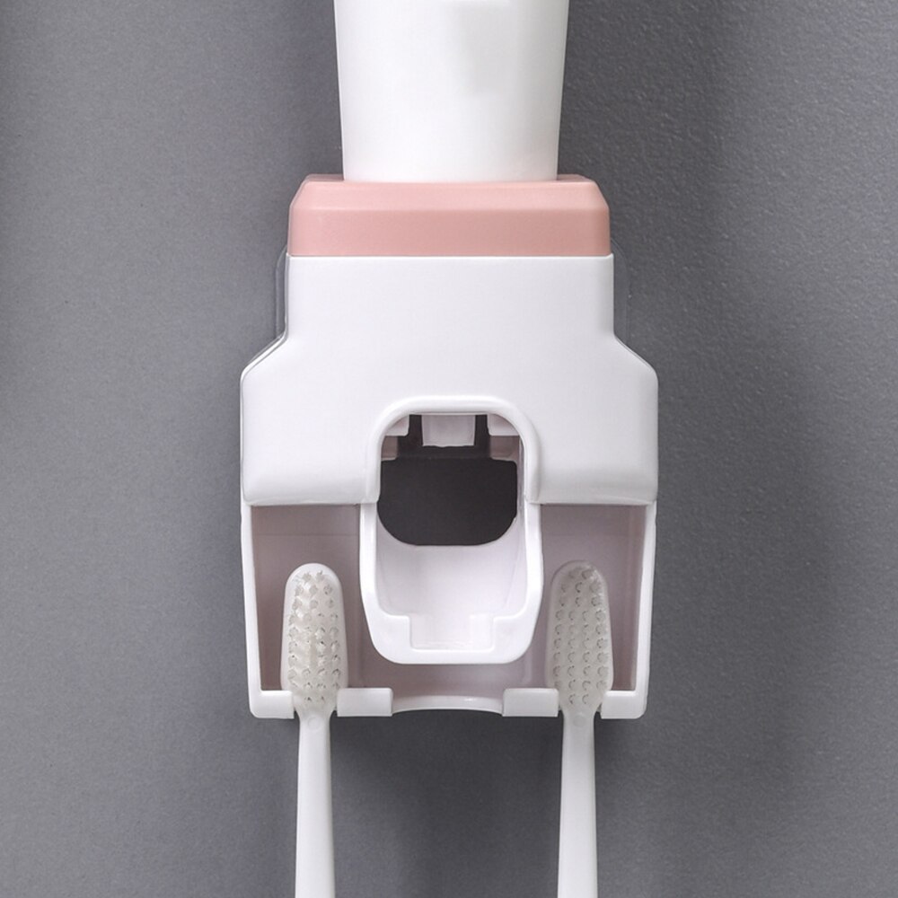 Automatic Toothpaste Dispenser Bathroom Toothbrush Holder Wall Mount Toothpaste Squeezer For Toilet Home Bathroom Accessories: pink