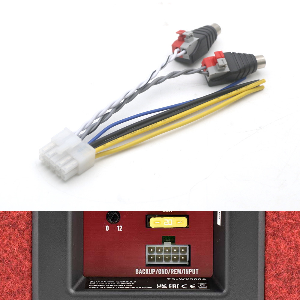 10 Pin Plug Power Harness Sub-woofer RCA Adapter For Pioneer TS-WX300TA TS-WX300A TS-WX1210A TS-WX400DA Car Stereo Amplifier: WHITE