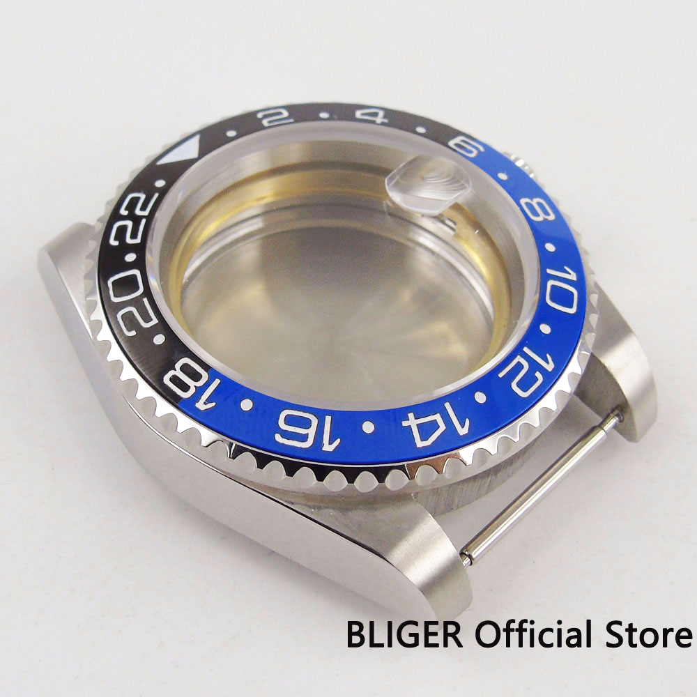 Caja de reloj Bliger de 40mm, lupa de fecha con bisel de cerámica, cristal de zafiro, ajuste ETA 2836, reloj de movimiento