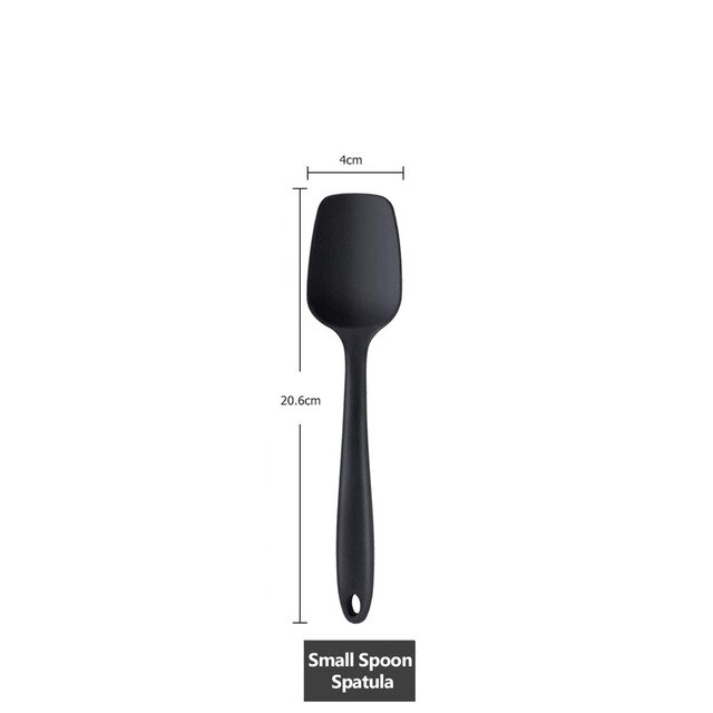 6Pcs Silikon Kuchen Spatel Mischen Sets Gebäck Schaber Non Stick Butter Treuer Jar Mixer Kochen Spachtel Löffel Küche Backen: S Spatula Black