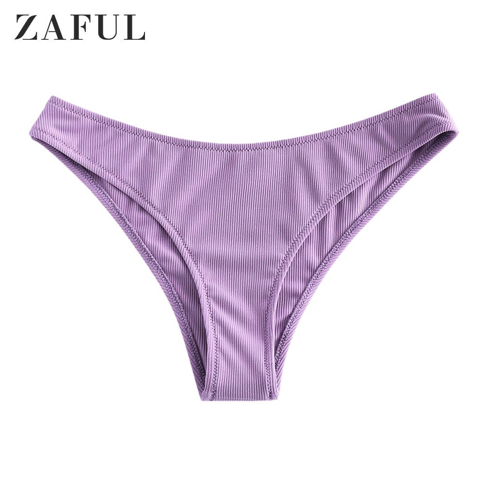 ZAFUL – maillot de bain brésilien pour femmes, culotte de plage, Sexy, rainuré, taille basse, couleur unie, pour l&#39;été: Light Purple / S