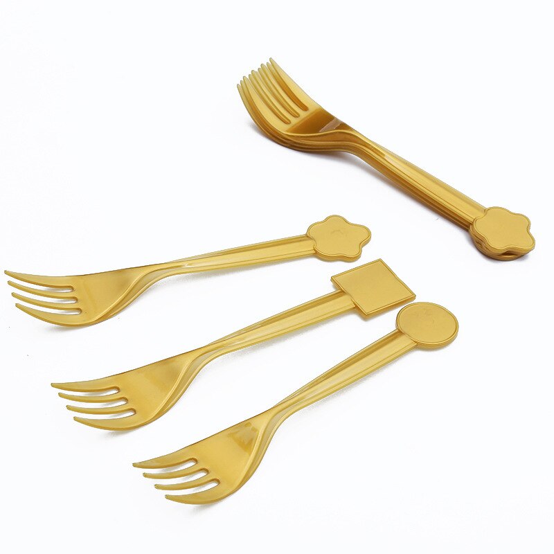 White Gold Dot Plates Cups Napkins Disposable Tableware for Happy Birthday Party Supplies Wedding Baby Shower Party Decoration: fork 10pcs