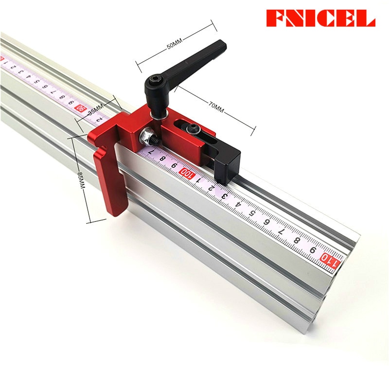 Aluminum Angle Miter Gauge Sawing Assembly Ruler Woodworking Tool 400mm Alluminium Fence with Metric Scale for Table Saw Router