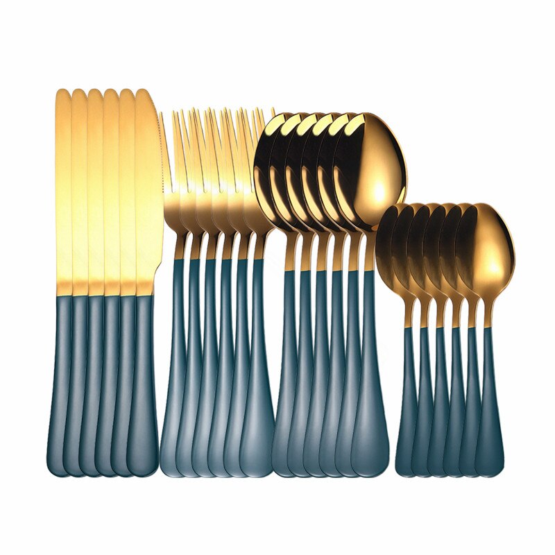 Roze Goud Bestek Set Roestvrij Stalen Bestek Set 24Pcs Keuken Servies Sets Vorken Lepels Messen Volledige Servies