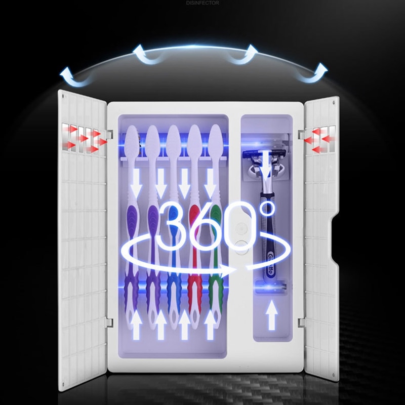Intelligent Automatic Uv Light Toothbrush Sterilizer Dust-Proof Toothbrush Holder Cleaner Wall Mount Rack Bathroom
