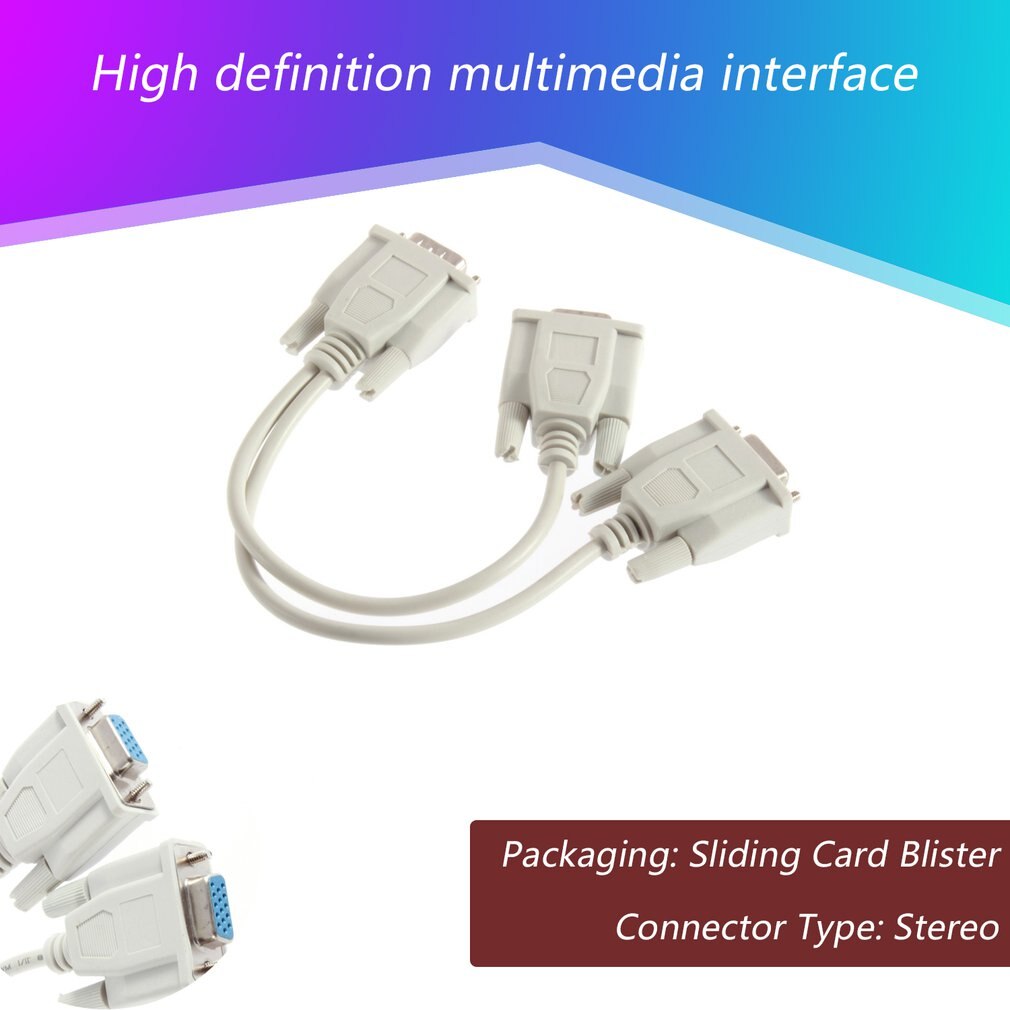 1 PC to 2 Monitor Dual Video Way VGA SVGA Graphic LCD TFT Y Splitter Cable Lead