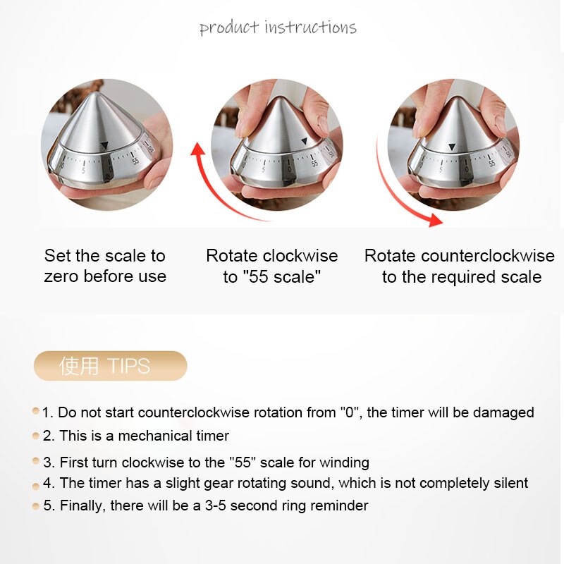 Portable Digital Scale Kitchen Timer Stainless Steel Home Coking Practical for Stopwatch Countdown Alarm Clock No Charging