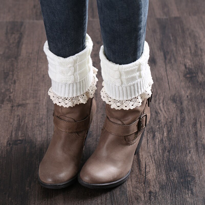 10 couleurs dentelle bottes chaussettes jambières pour les femmes tricot bottes poignets hiver court bottes couvre bottes chaudes guêtres