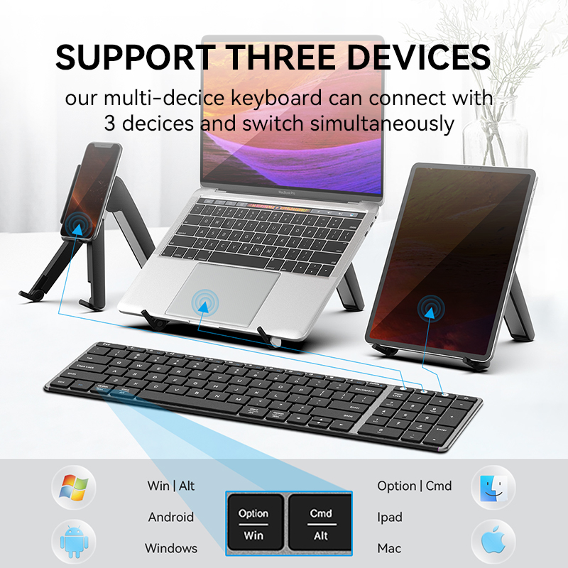 AUSDOM Sofkeys2 bezprzewodowy podwójny Bluetooth 5.0 światowa premiera 2.4G klawiatura biurkowa biznes biuro komputer domowy Laptop 98 klawiszy